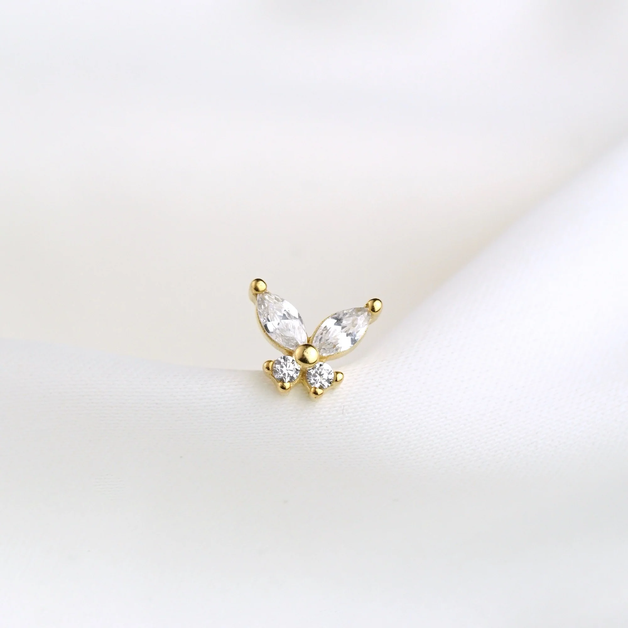 Tiny Diamond Butterfly Stud