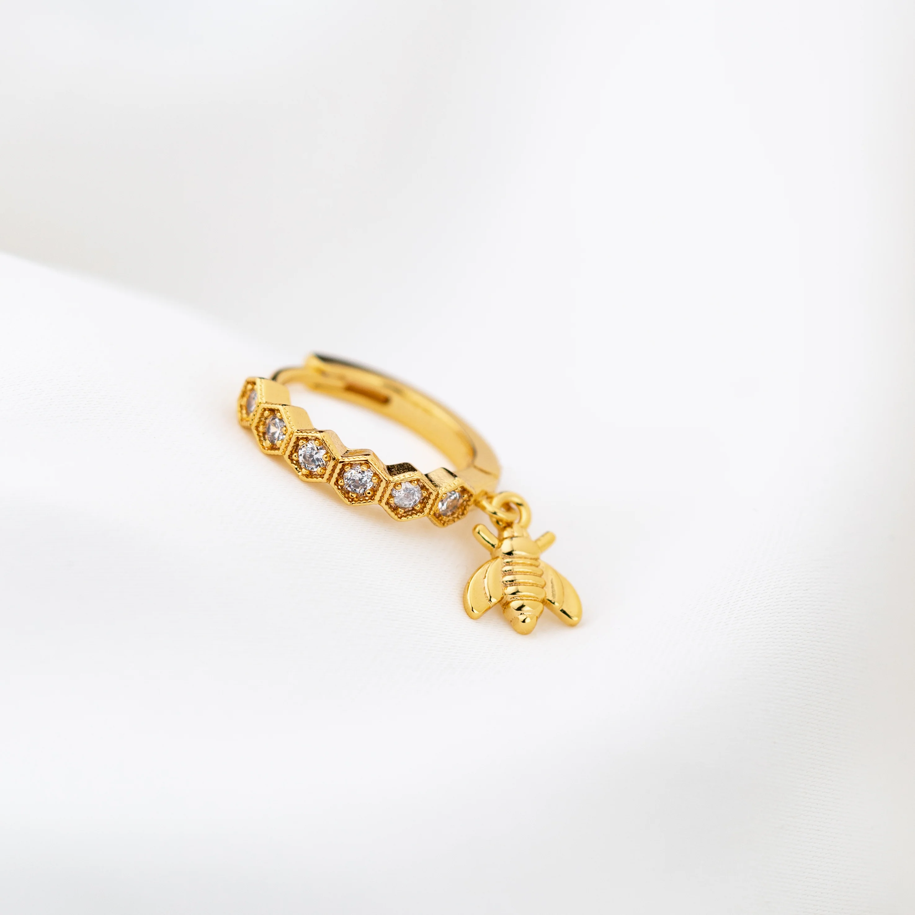 Tiny Honey Bee Earring - Image 2