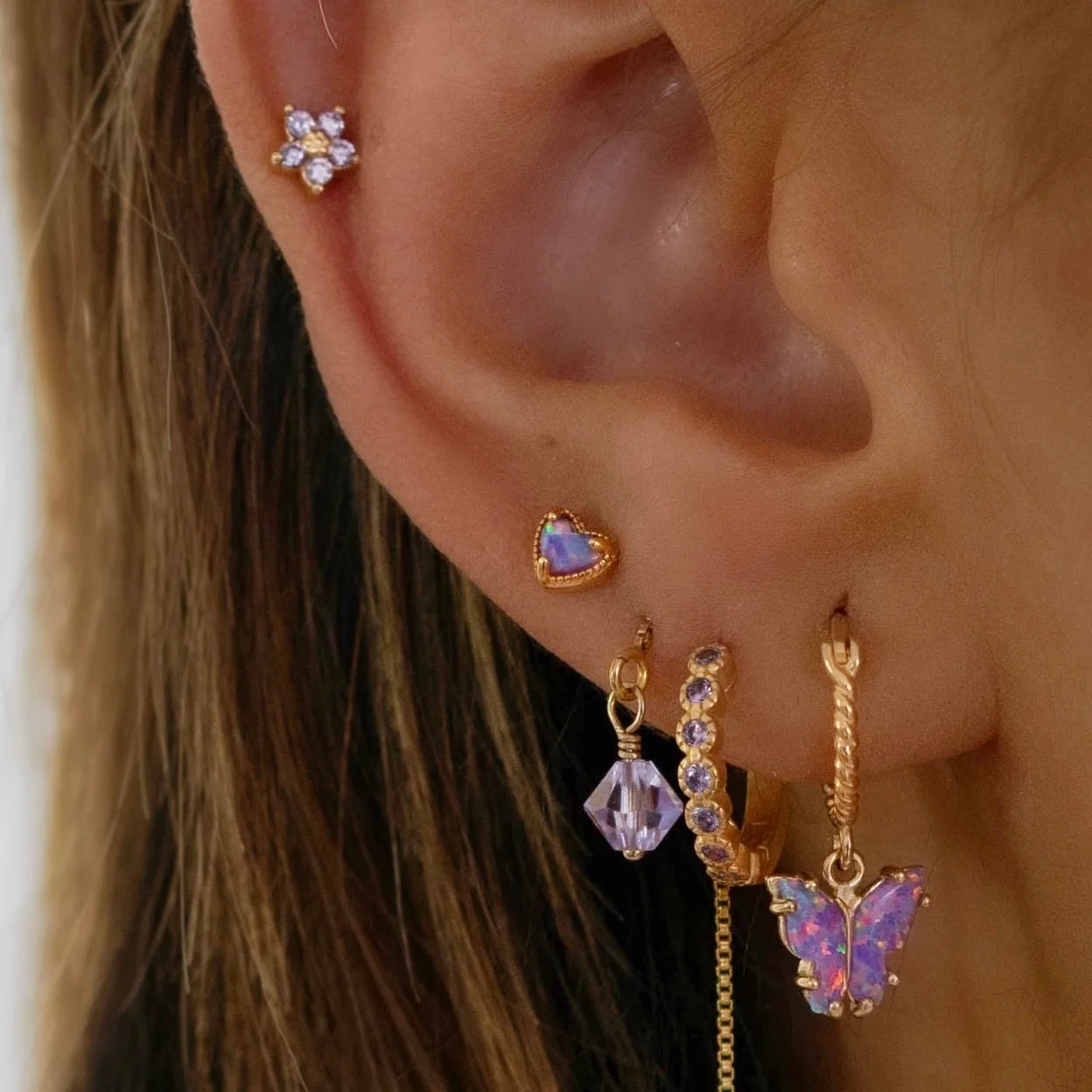 Violet Dotted Hoop - Image 4