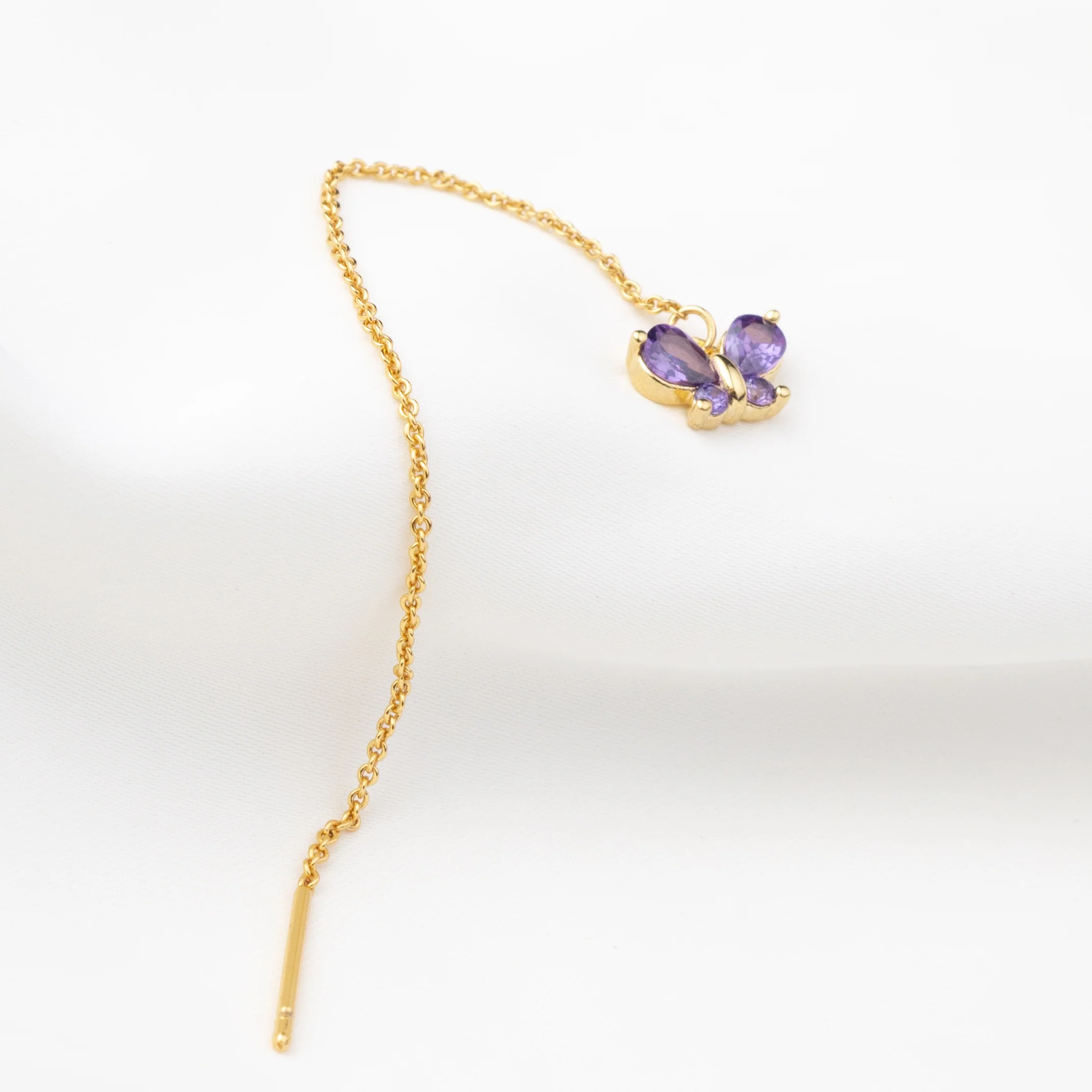 Violet Small Diamond Butterfly Earthread