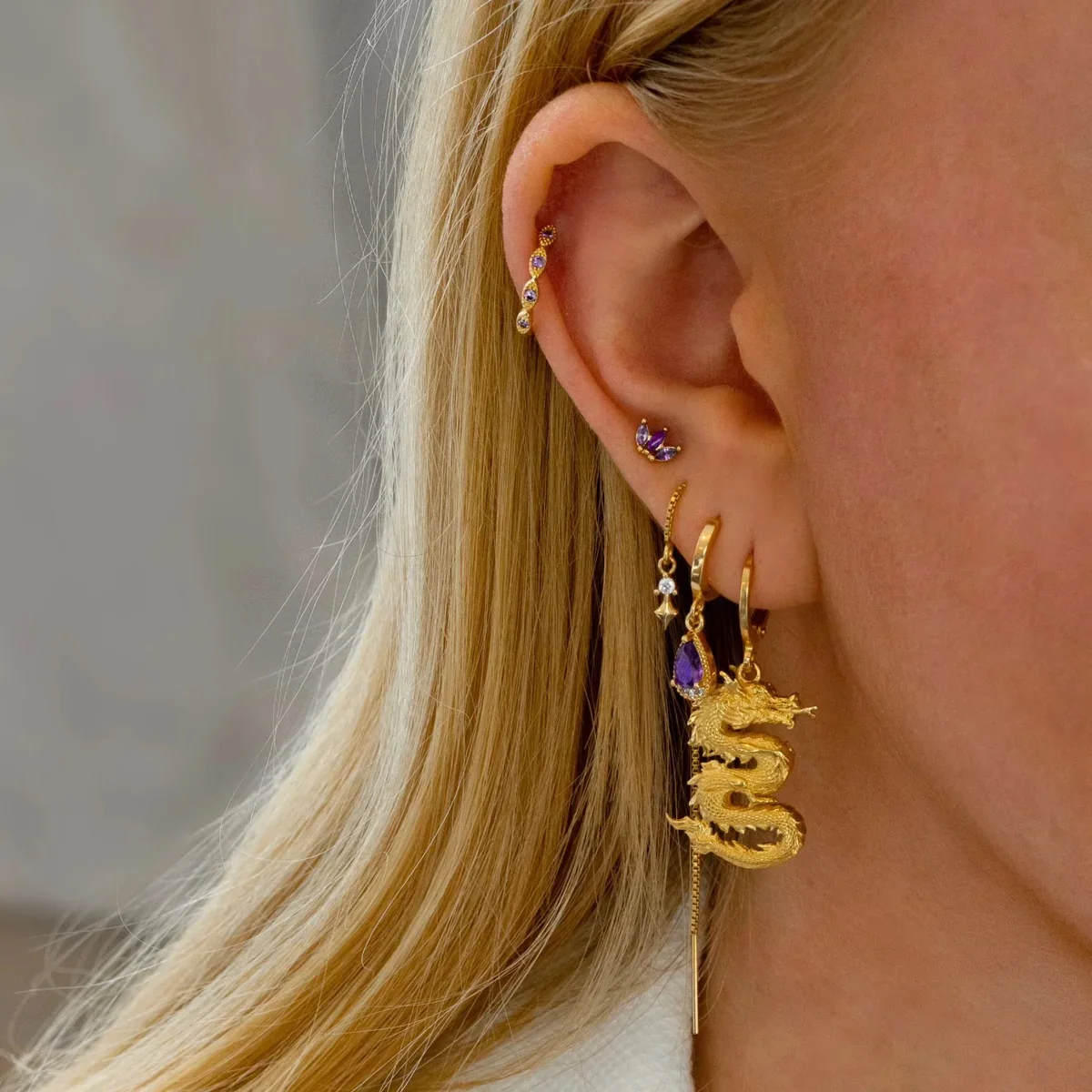Violet Sparkling Drop Earring - Image 2